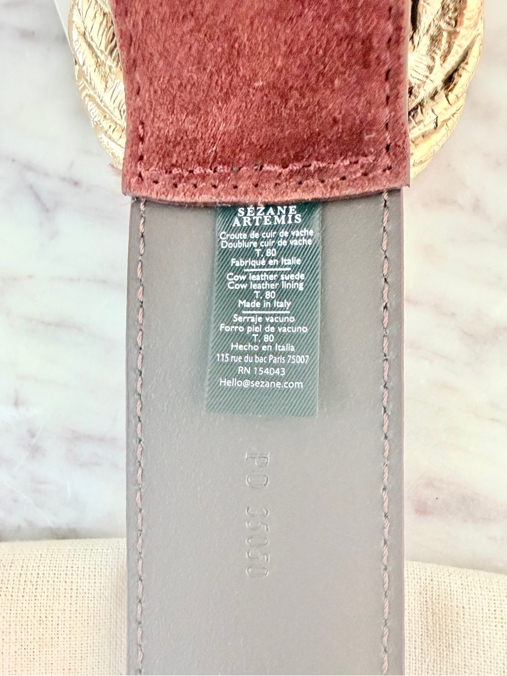 ♥️ SÉZANE Artemis Belt Mahogany Reddish Brown Suede Leather 80 - Picture 12 of 15